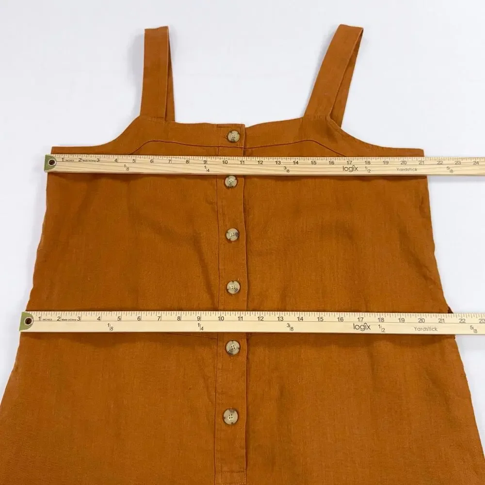 NWT Everlane 100% Linen Belted Crop Jumpsuit Women's Size 16 Orange Rust